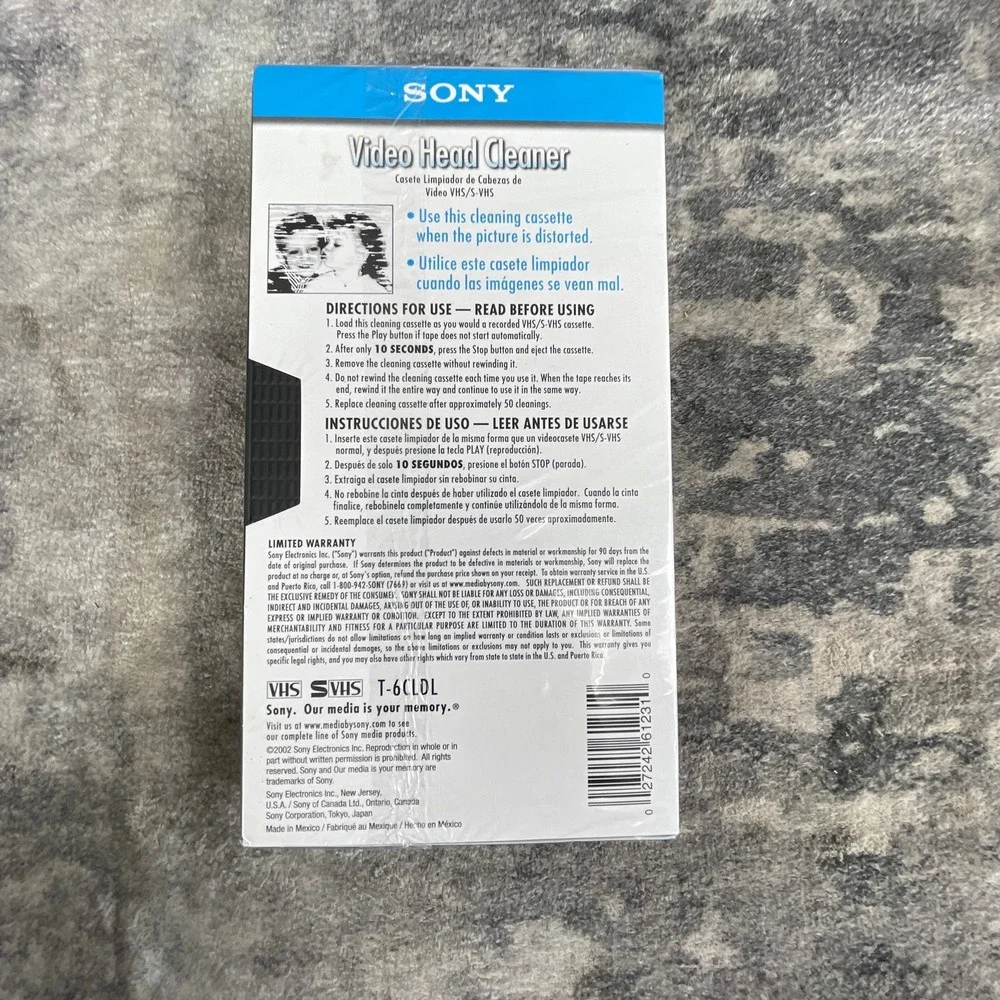 Sony VHS S-VHS Video Head Cleaner T-6CLDL Tape Cleaning Cassette New